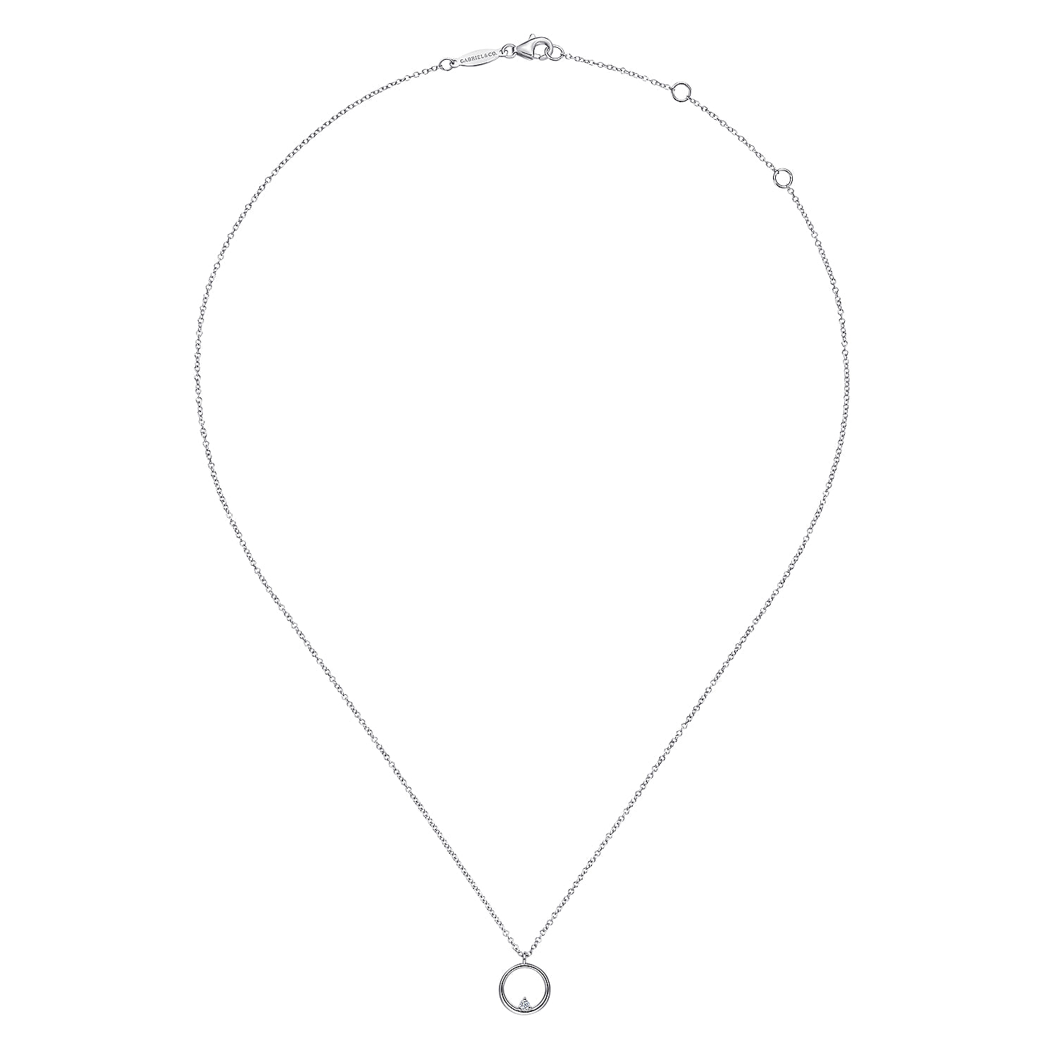Pendant Necklace 925 Sterling Silver Diamond 0.03ct - 0.03 ct - Shot 2