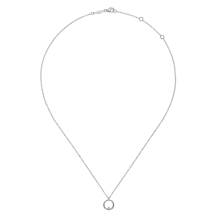 Pendant Necklace 925 Sterling Silver Diamond 0.03ct - 0.03 ct - Shot 2