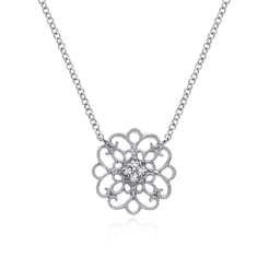 Pendant Necklace 925 Sterling Silver White Sapphire