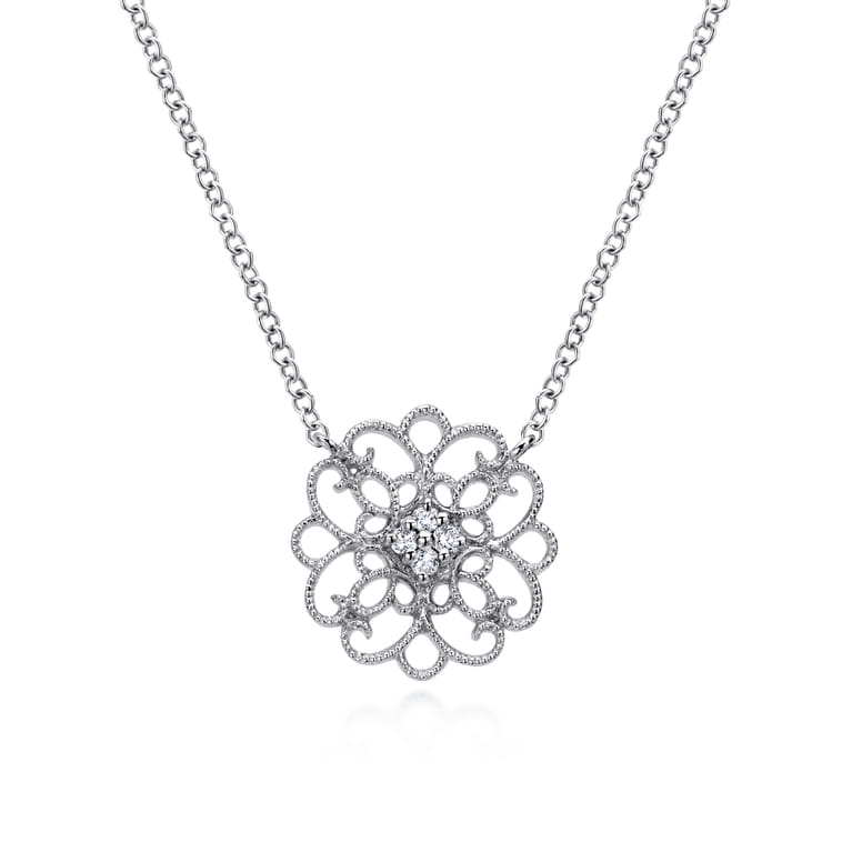 Pendant Necklace 925 Sterling Silver White Sapphire - Shot 1
