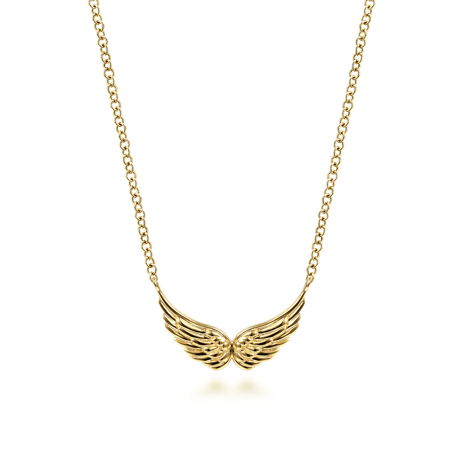 Pendant Necklace Angel Wings 14K Yellow Gold - Shot 1