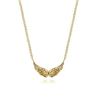 Pendant Necklace Angel Wings 14K Yellow Gold