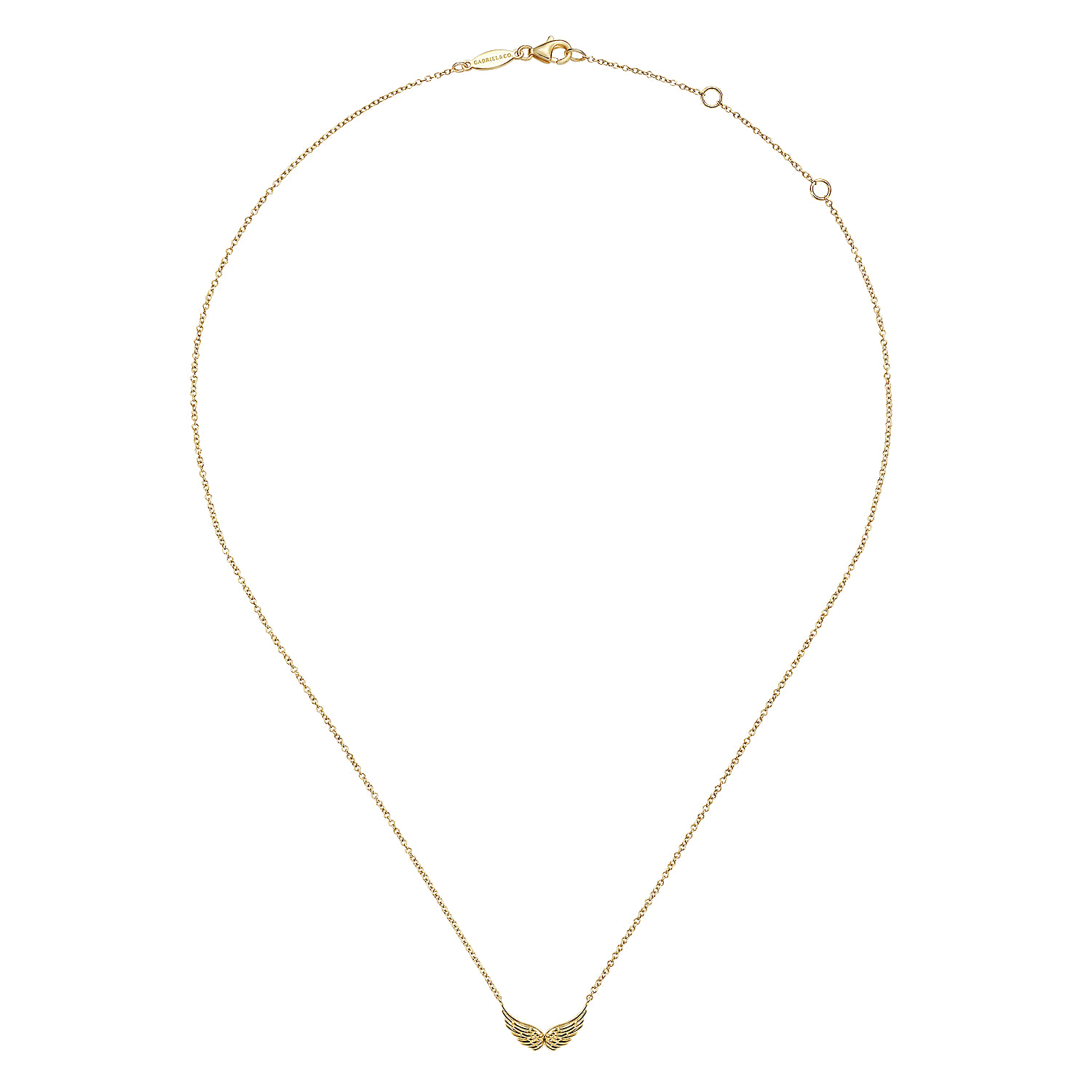 Pendant Necklace Angel Wings 14K Yellow Gold - Shot 2
