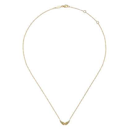 Pendant Necklace Angel Wings 14K Yellow Gold
