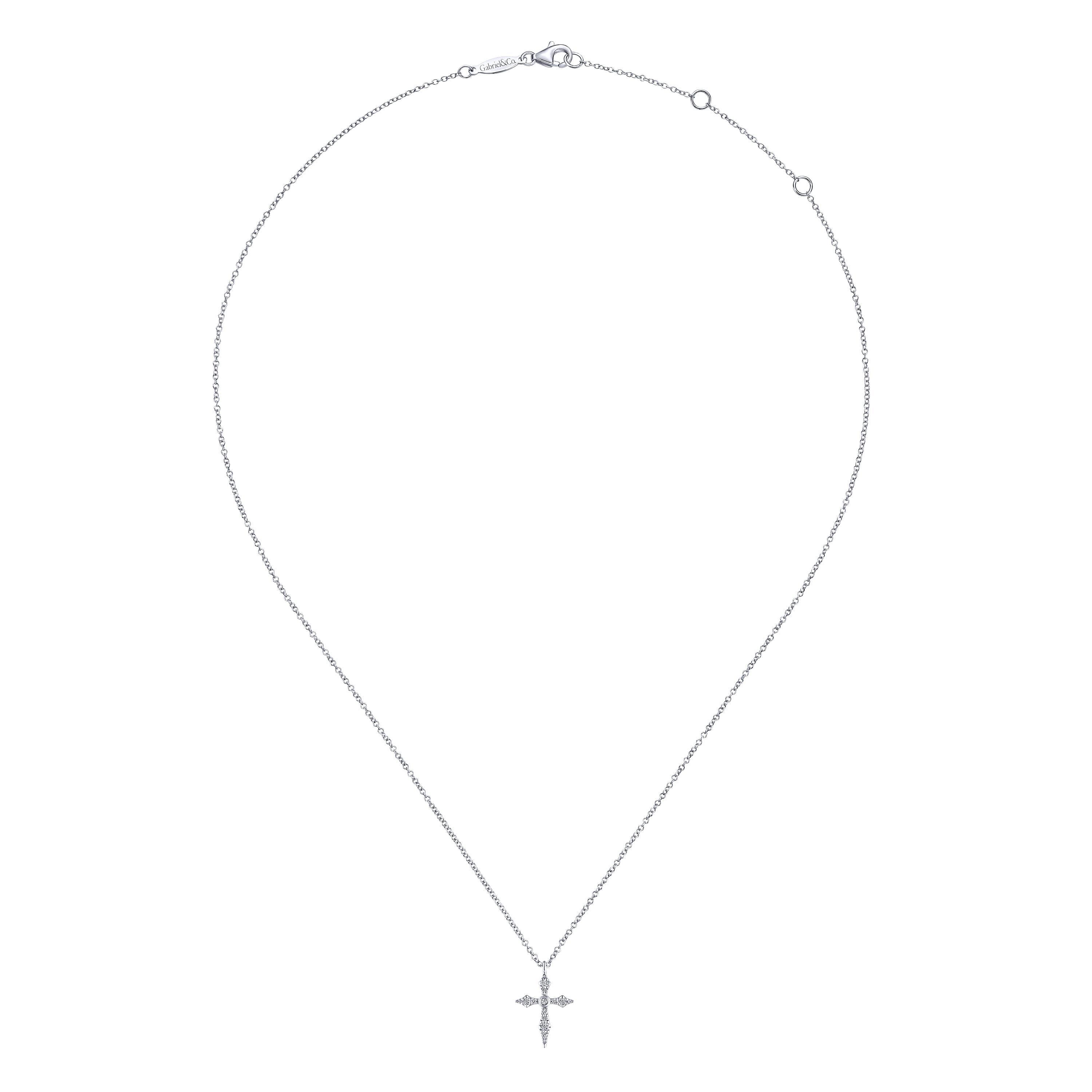 Pendant Necklace Cross 14K White Gold Diamond 0.09ct - 0.09 ct - Shot 2