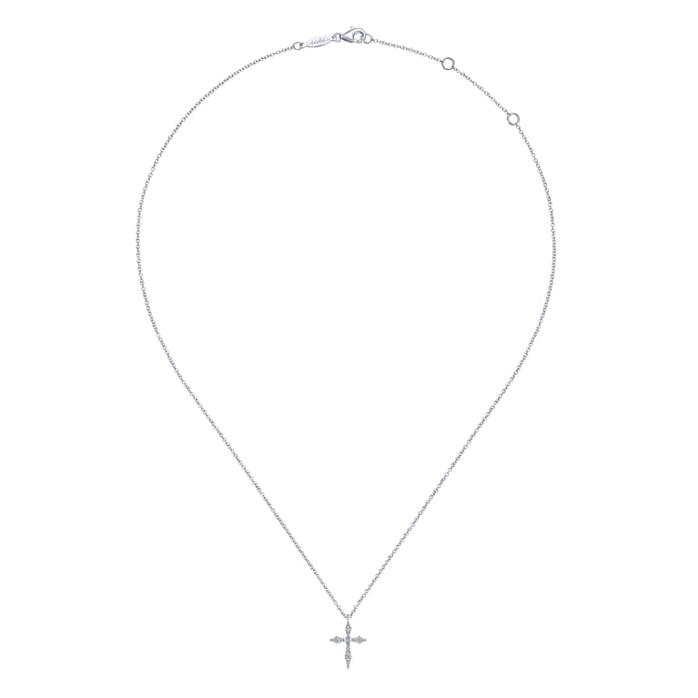 Pendant Necklace Cross 14K White Gold Diamond 0.09ct - 0.09 ct - Shot 2