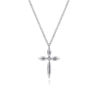 Pendant Necklace Cross 925 Sterling Silver Diamond 0.01ct