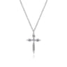 Pendant Necklace Cross 925 Sterling Silver Diamond 0.01ct - 0.01 ct