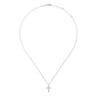 Pendant Necklace Cross 925 Sterling Silver Diamond 0.01ct - 0.01 ct