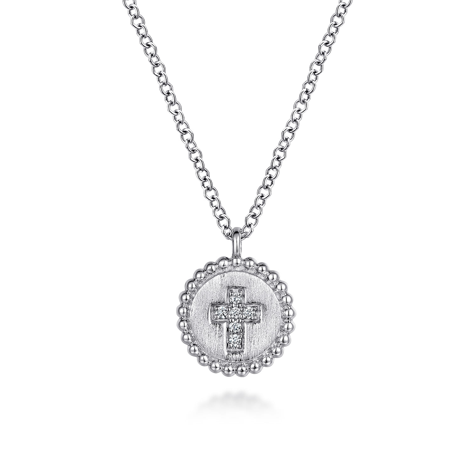 Pendant Necklace Cross 925 Sterling Silver Diamond 0.03ct Bujukan