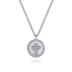 Pendant Necklace Cross 925 Sterling Silver Diamond 0.03ct Bujukan