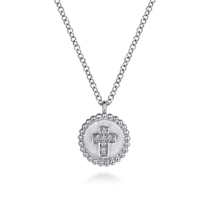 Pendant Necklace Cross 925 Sterling Silver Diamond 0.03ct Bujukan