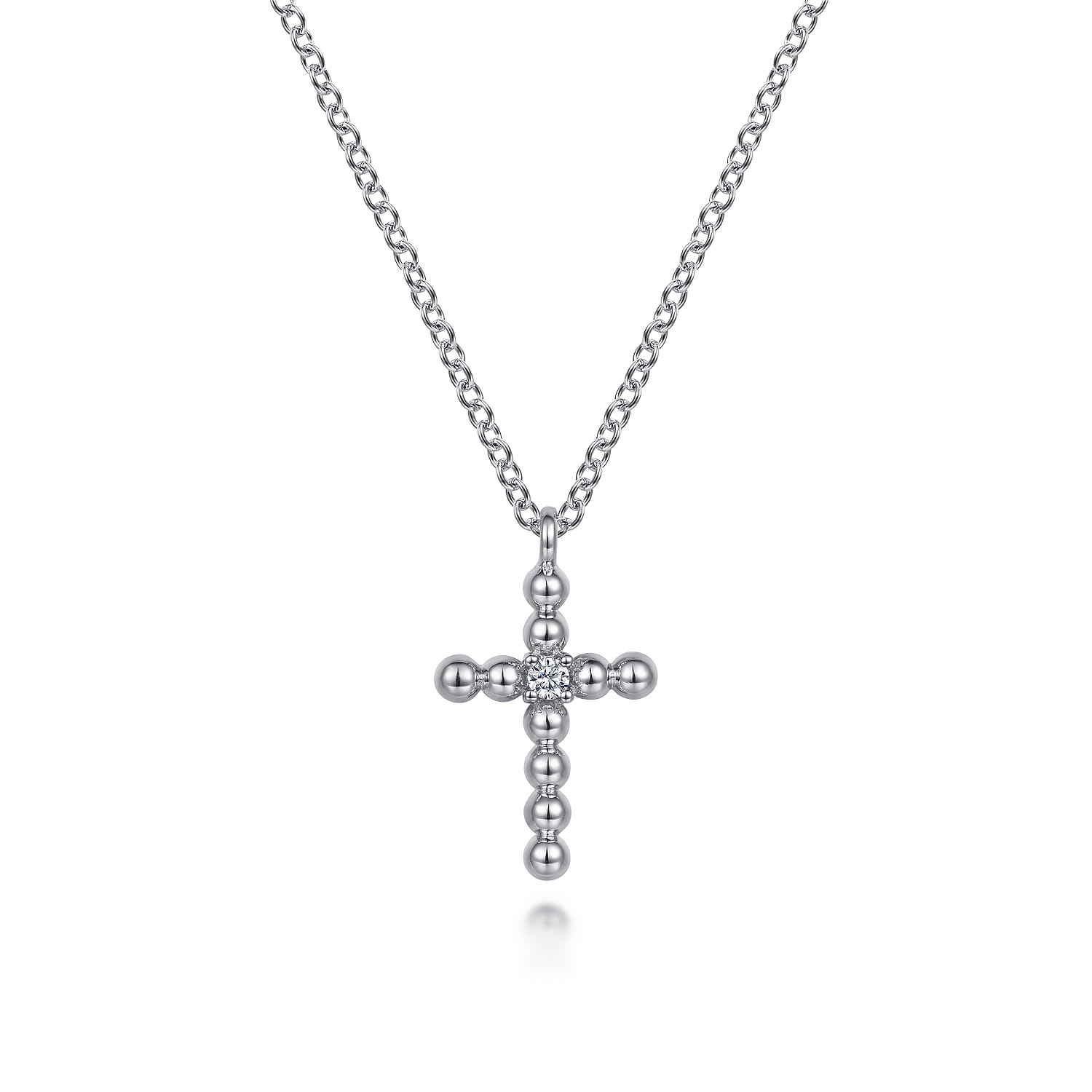 Pendant Necklace Cross 925 Sterling Silver Diamond 0.03ct - 0.03 ct - Shot 1