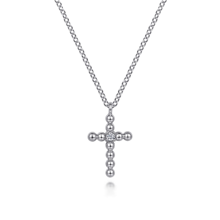 Pendant Necklace Cross 925 Sterling Silver Diamond 0.03ct - 0.03 ct - Shot 1