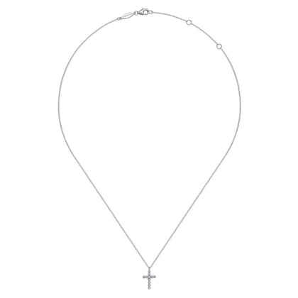 Pendant Necklace Cross 925 Sterling Silver Diamond 0.03ct