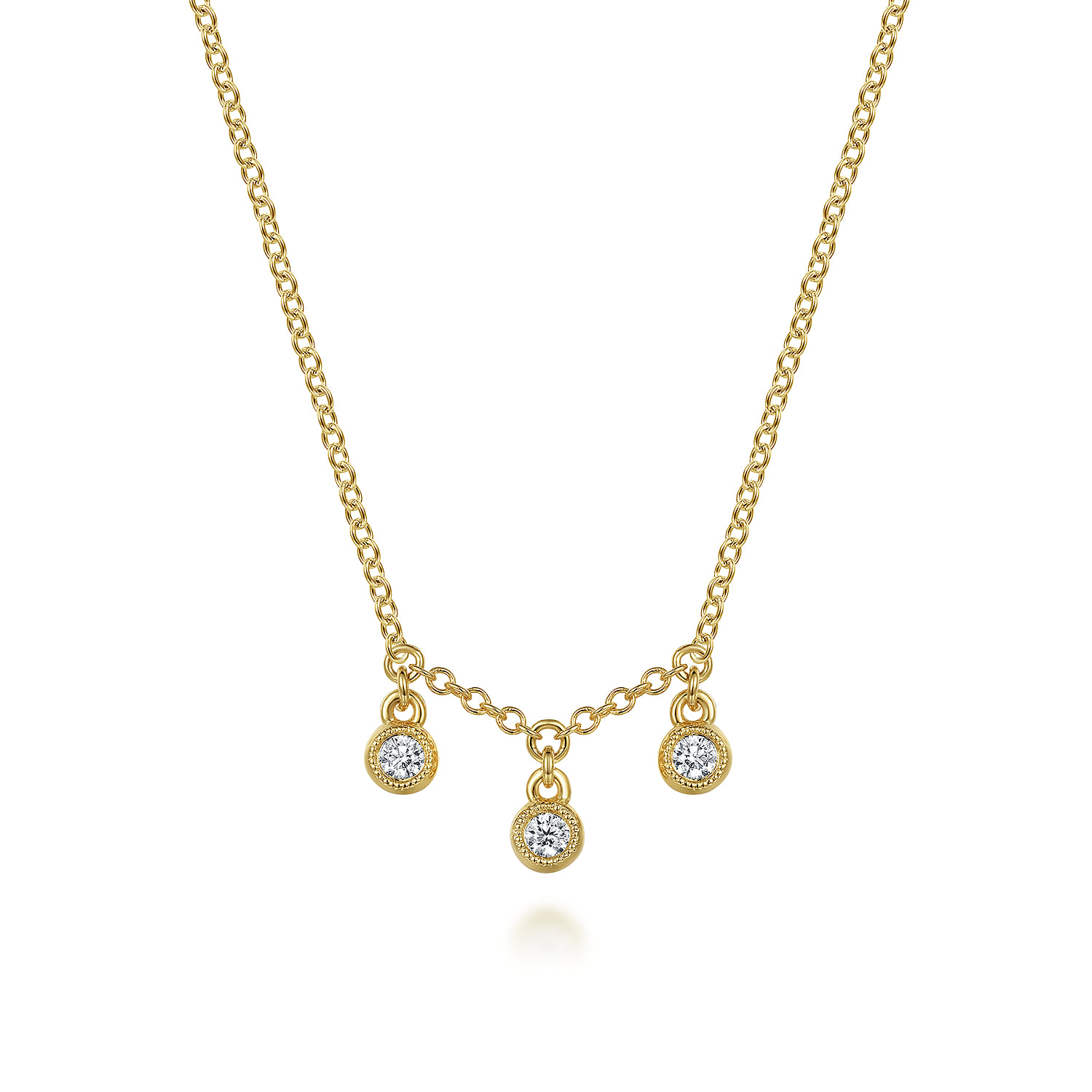 Pendant Necklace Drop 14K Yellow Gold Diamond 0.09ct - 0.09 ct - Shot 1