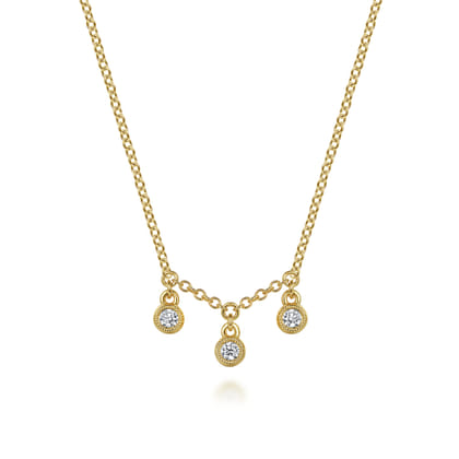 Pendant Necklace Drop 14K Yellow Gold Diamond 0.09ct
