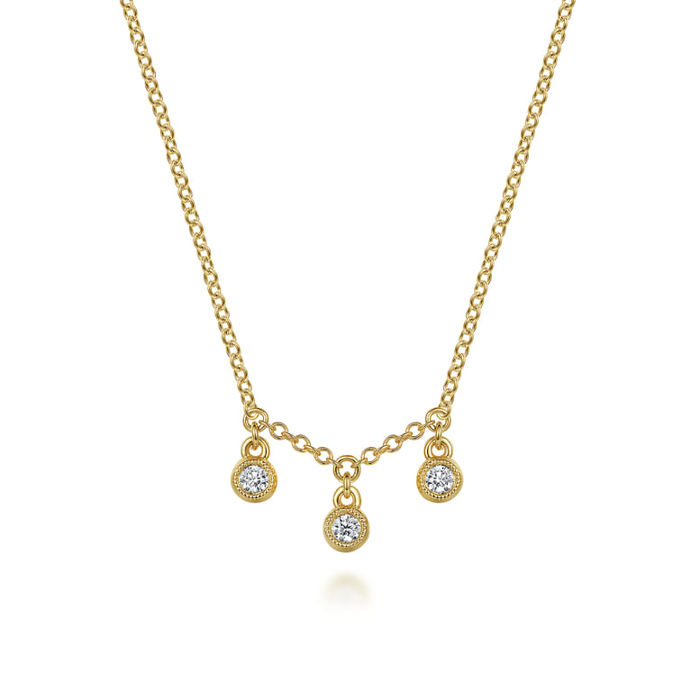 Pendant Necklace Drop 14K Yellow Gold Diamond 0.09ct - 0.09 ct - Shot 1