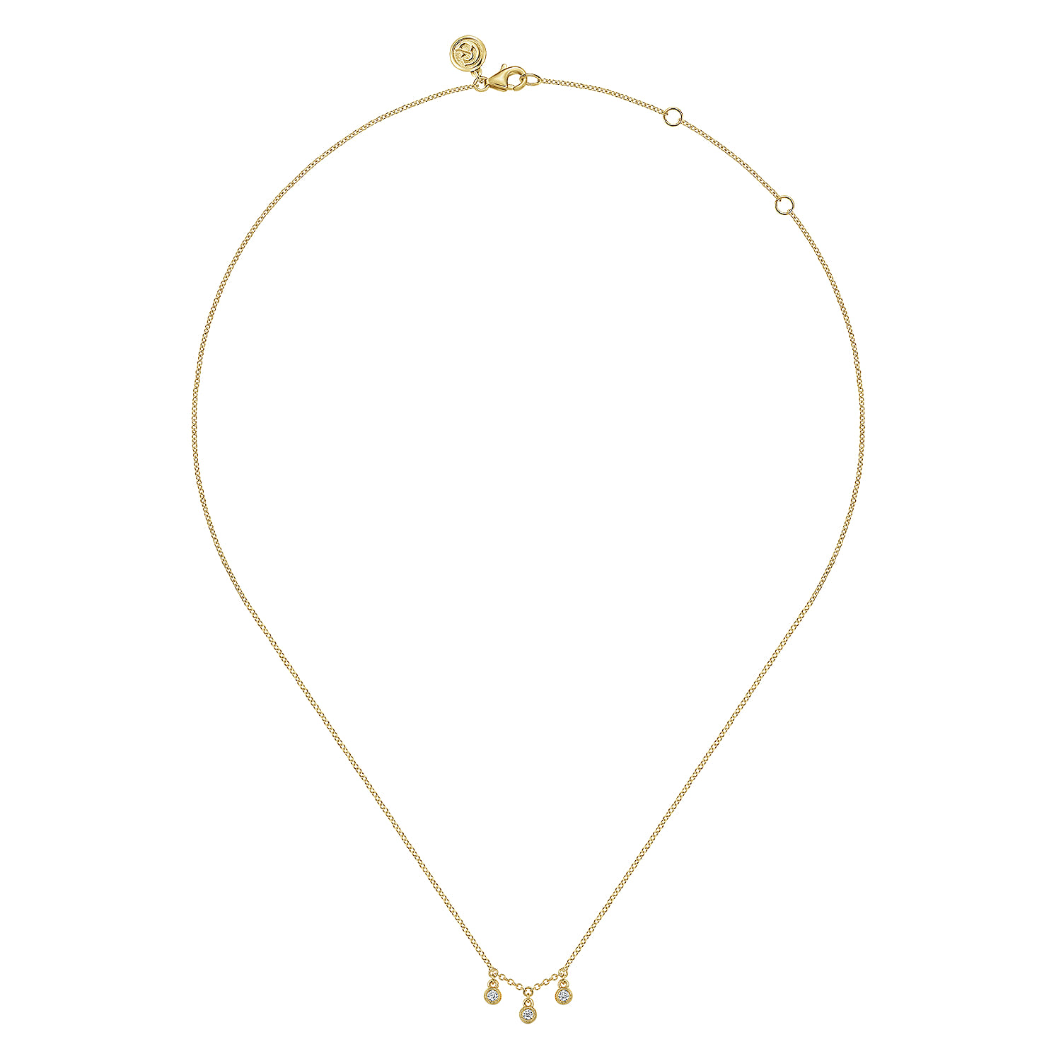 Pendant Necklace Drop 14K Yellow Gold Diamond 0.09ct - 0.09 ct - Shot 2