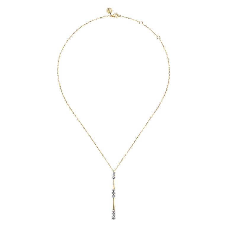 Pendant Necklace Drop 14K Yellow Gold Diamond 0.35ct - 0.35 ct - Shot 2