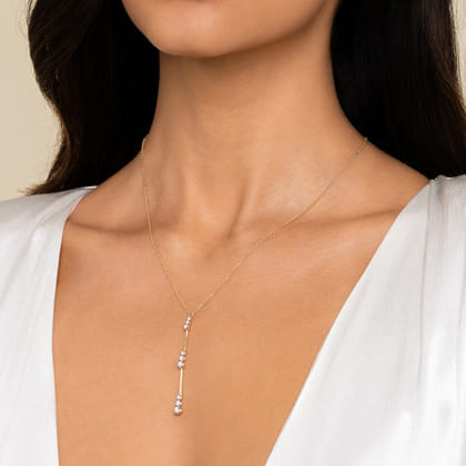 Pendant Necklace Drop 14K Yellow Gold Diamond 0.35ct