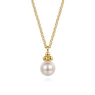 Pendant Necklace Drop 14K Yellow Gold Pearl Bujukan