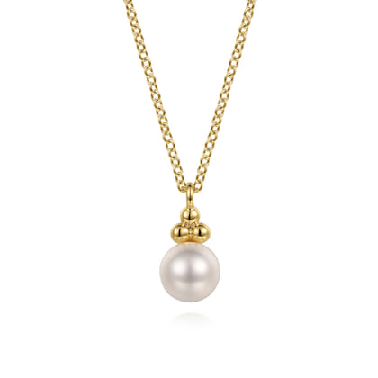Pendant Necklace Drop 14K Yellow Gold Pearl Bujukan