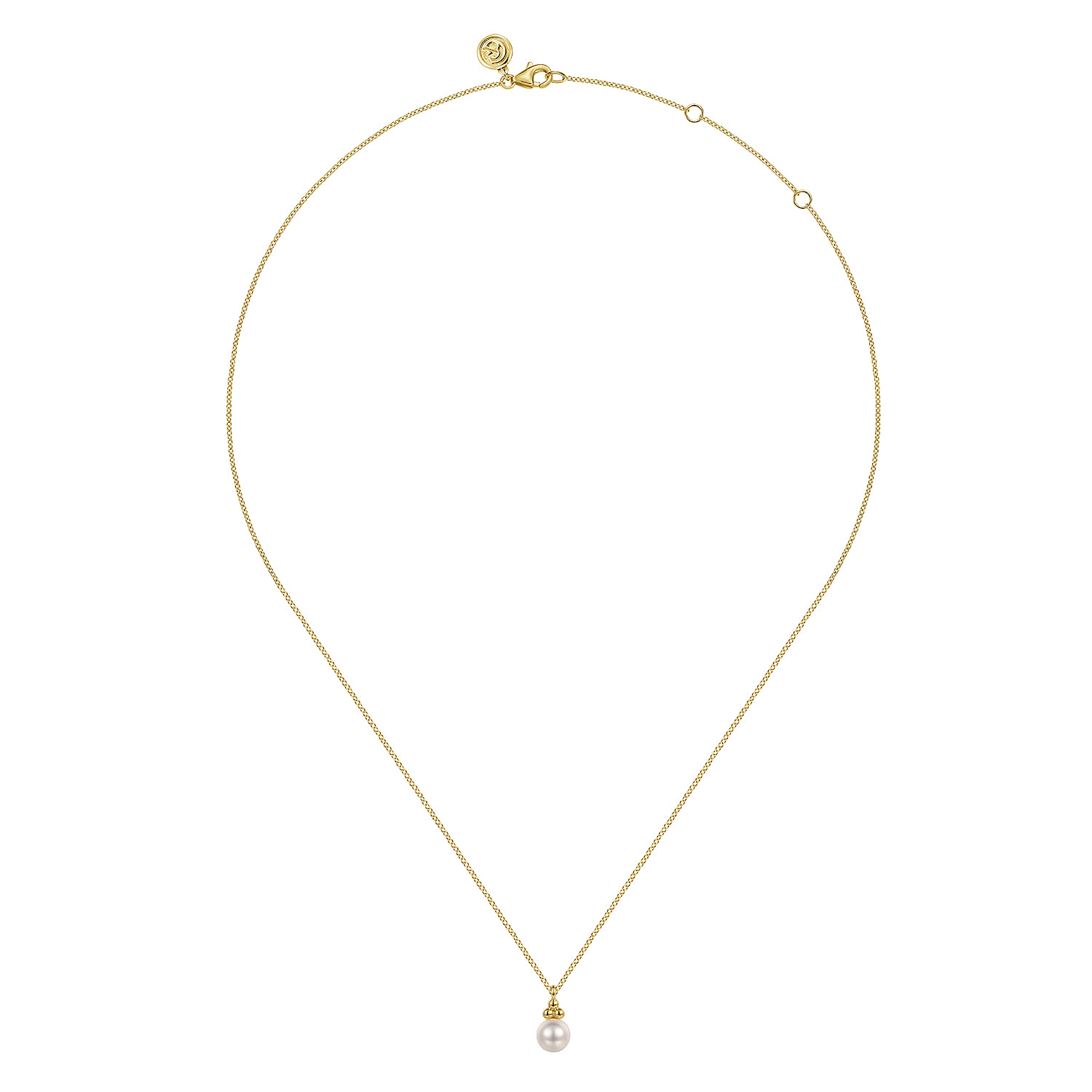 Pendant Necklace Drop 14K Yellow Gold Pearl Bujukan