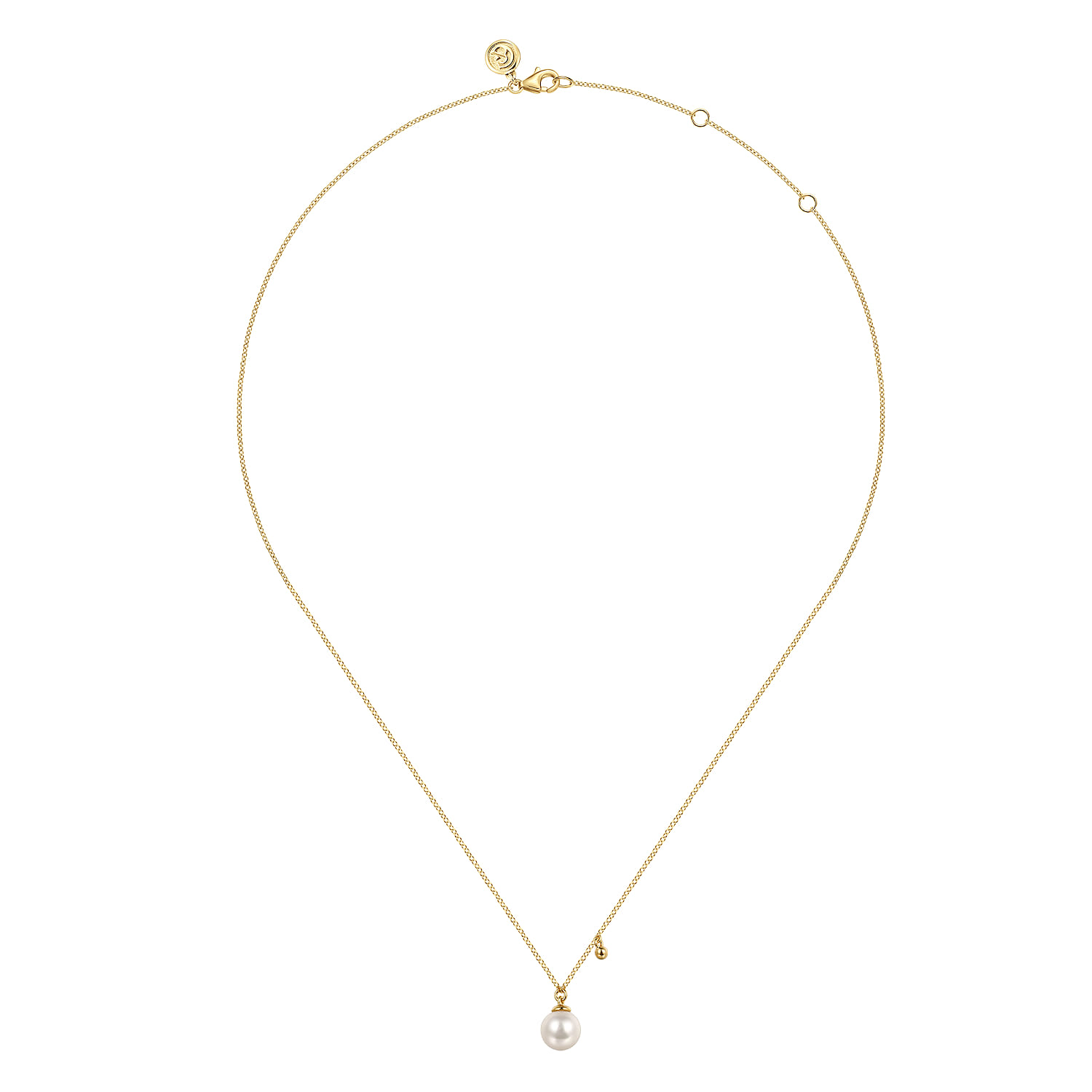 Pendant Necklace Drop 14K Yellow Gold Pearl - Shot 2
