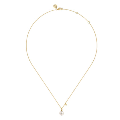 Pendant Necklace Drop 14K Yellow Gold Pearl