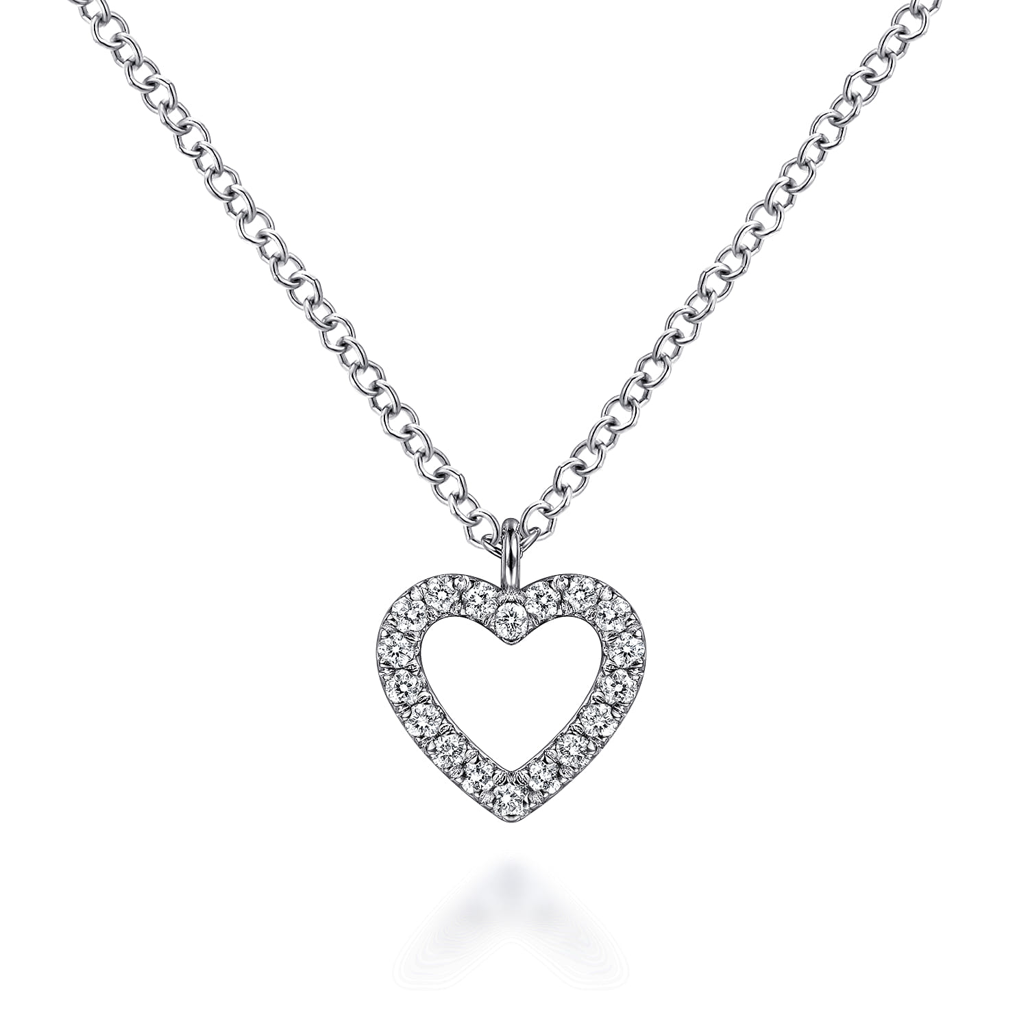 Pendant Necklace Heart 14K White Gold Diamond 0.09ct - 0.09 ct - Shot 1