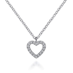 Pendant Necklace Heart 14K White Gold Diamond 0.09ct