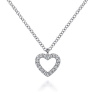 Pendant Necklace Heart 14K White Gold Diamond 0.09ct