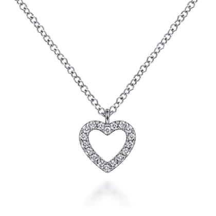 Pendant Necklace Heart 14K White Gold Diamond 0.09ct