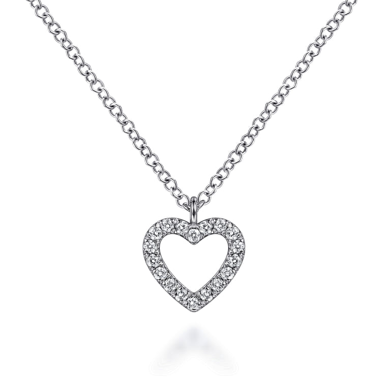 Pendant Necklace Heart 14K White Gold Diamond 0.09ct - 0.09 ct - Shot 1