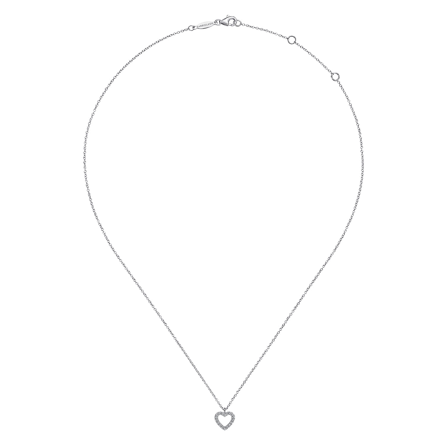 Pendant Necklace Heart 14K White Gold Diamond 0.09ct - 0.09 ct - Shot 2