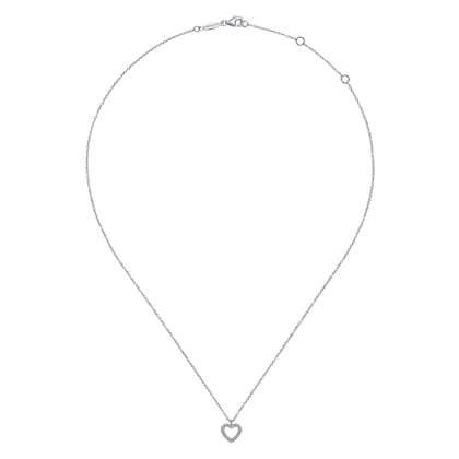 Pendant Necklace Heart 14K White Gold Diamond 0.09ct