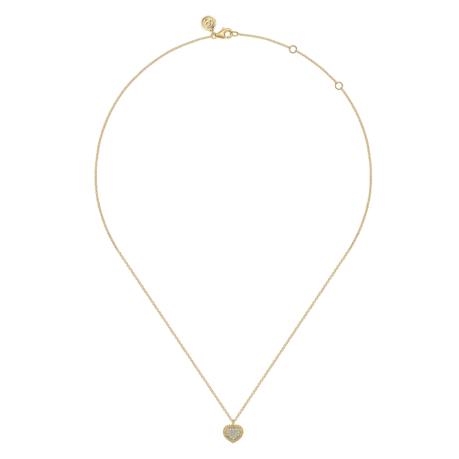 Pendant Necklace Heart 14K Yellow Gold Diamond 0.1ct Bujukan - 0.1 ct - Shot 2