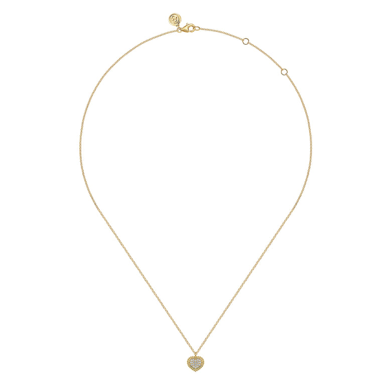 Pendant Necklace Heart 14K Yellow Gold Diamond 0.1ct Bujukan - 0.1 ct - Shot 2
