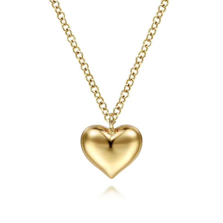 Pendant Necklace Heart 14K Yellow Gold - Shot 1