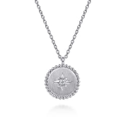 Pendant Necklace Medallion 925 Sterling Silver Diamond 0.02ct Bujukan