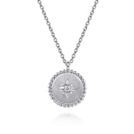 Pendant Necklace Medallion 925 Sterling Silver Diamond 0.02ct Bujukan