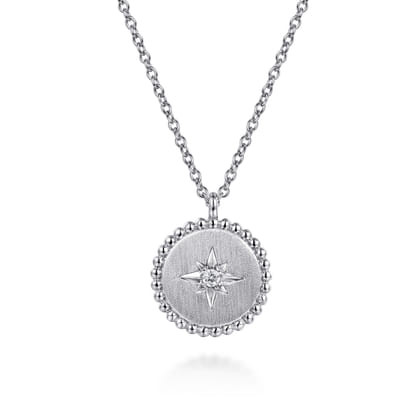 Pendant Necklace Medallion 925 Sterling Silver Diamond 0.02ct Bujukan