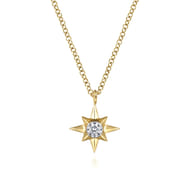Pendant Necklace Starburst 14K Yellow Gold Diamond 0.04ct