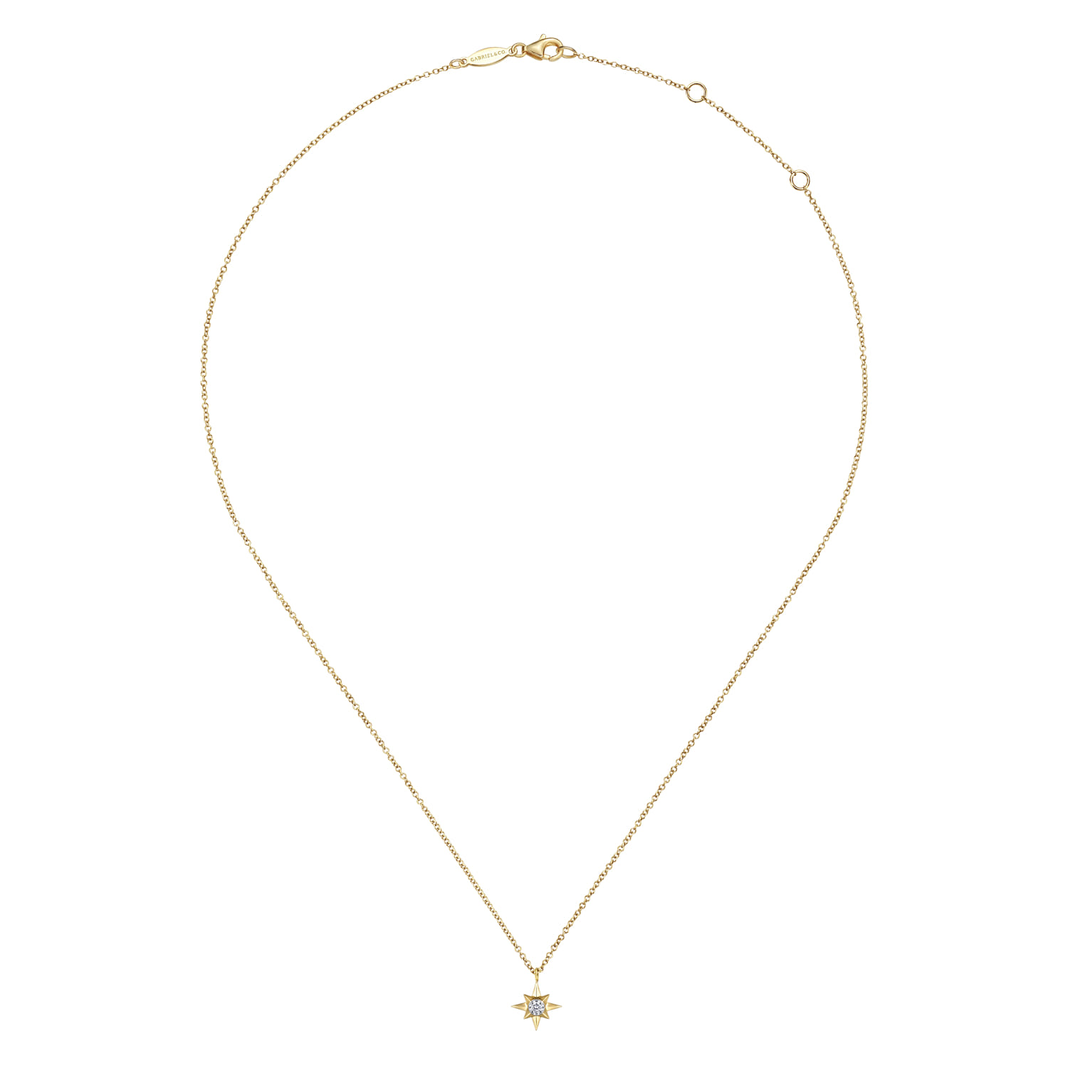 Pendant Necklace Starburst 14K Yellow Gold Diamond 0.04ct - 0.04 ct - Shot 2