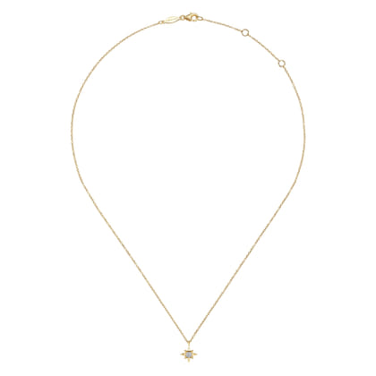 Pendant Necklace Starburst 14K Yellow Gold Diamond 0.04ct