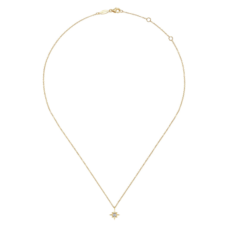 Pendant Necklace Starburst 14K Yellow Gold Diamond 0.04ct - 0.04 ct - Shot 2
