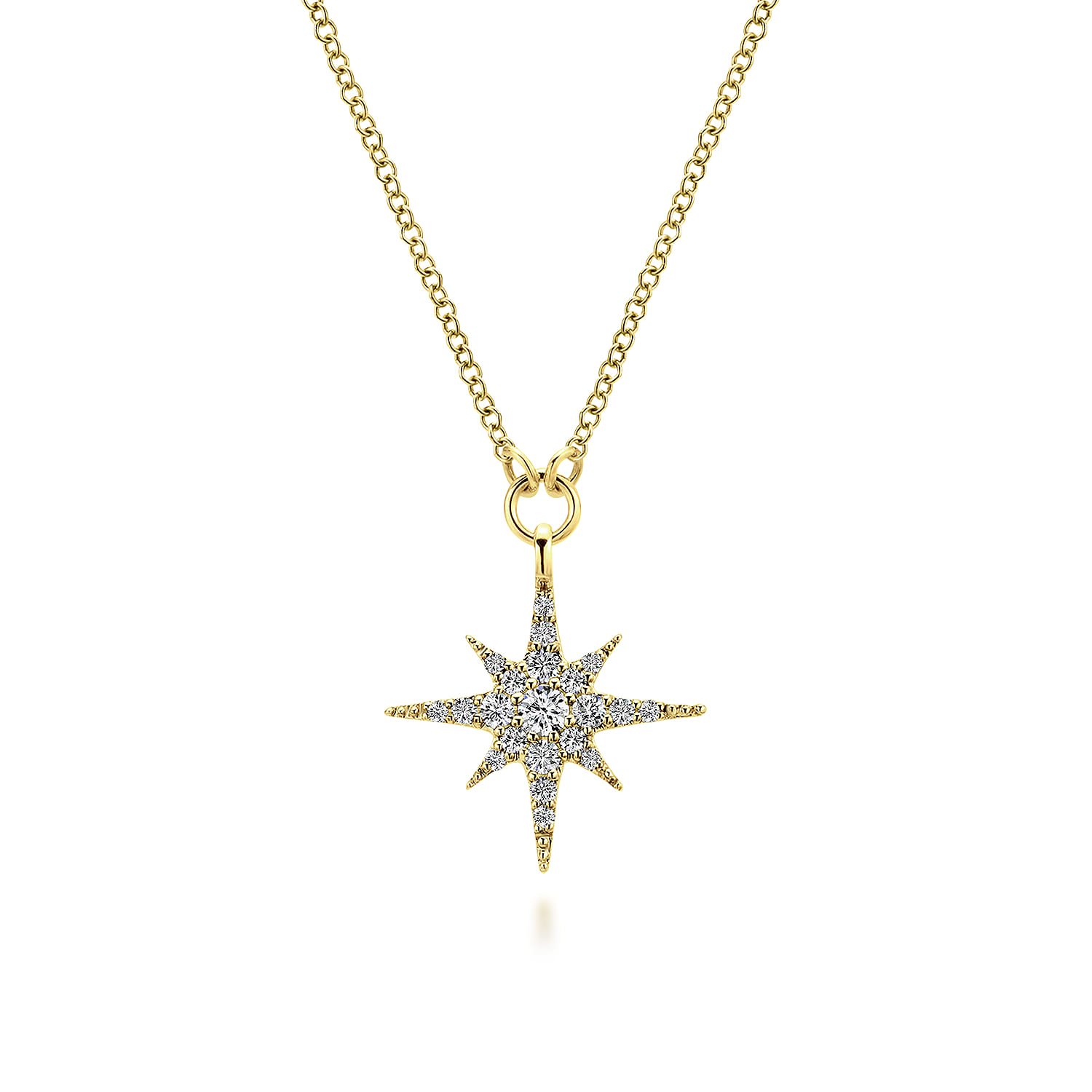 Pendant Necklace Starburst 14K Yellow Gold Diamond 0.25ct - 0.25 ct - Shot 1