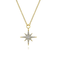 Pendant Necklace Starburst 14K Yellow Gold Diamond 0.25ct