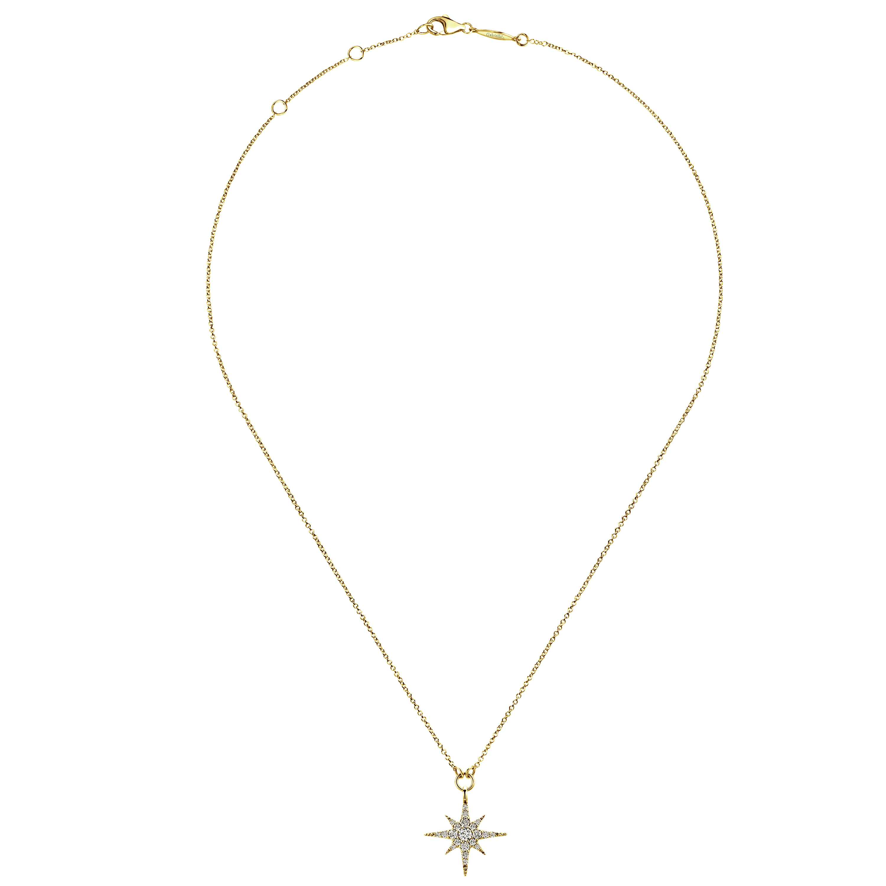 Pendant Necklace Starburst 14K Yellow Gold Diamond 0.25ct - 0.25 ct - Shot 2